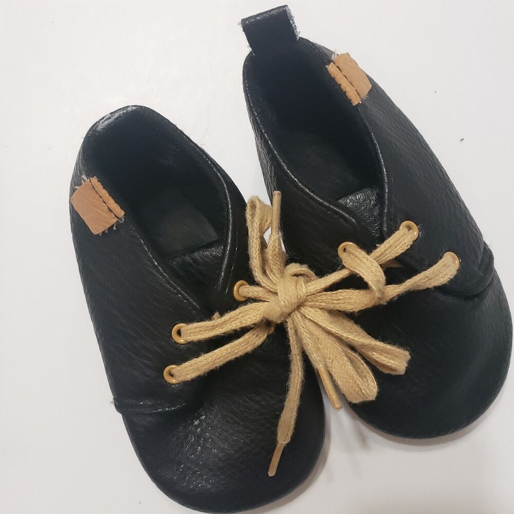 Newborn Baby Girl Boy Leopard PU Non Slip Soft Sole Walking Shoe Black‎ Size 5